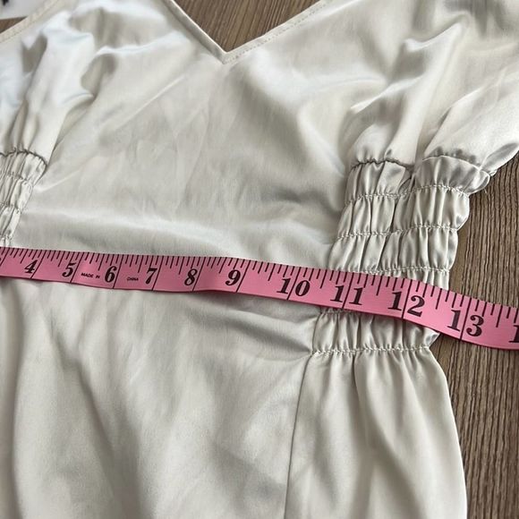 Zara slip dress gathered waist light silver size small - Picture 5 of 11